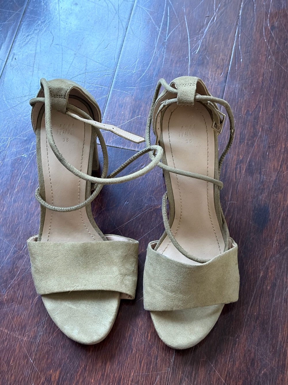 H&M Suede Ankle-Tie Heels